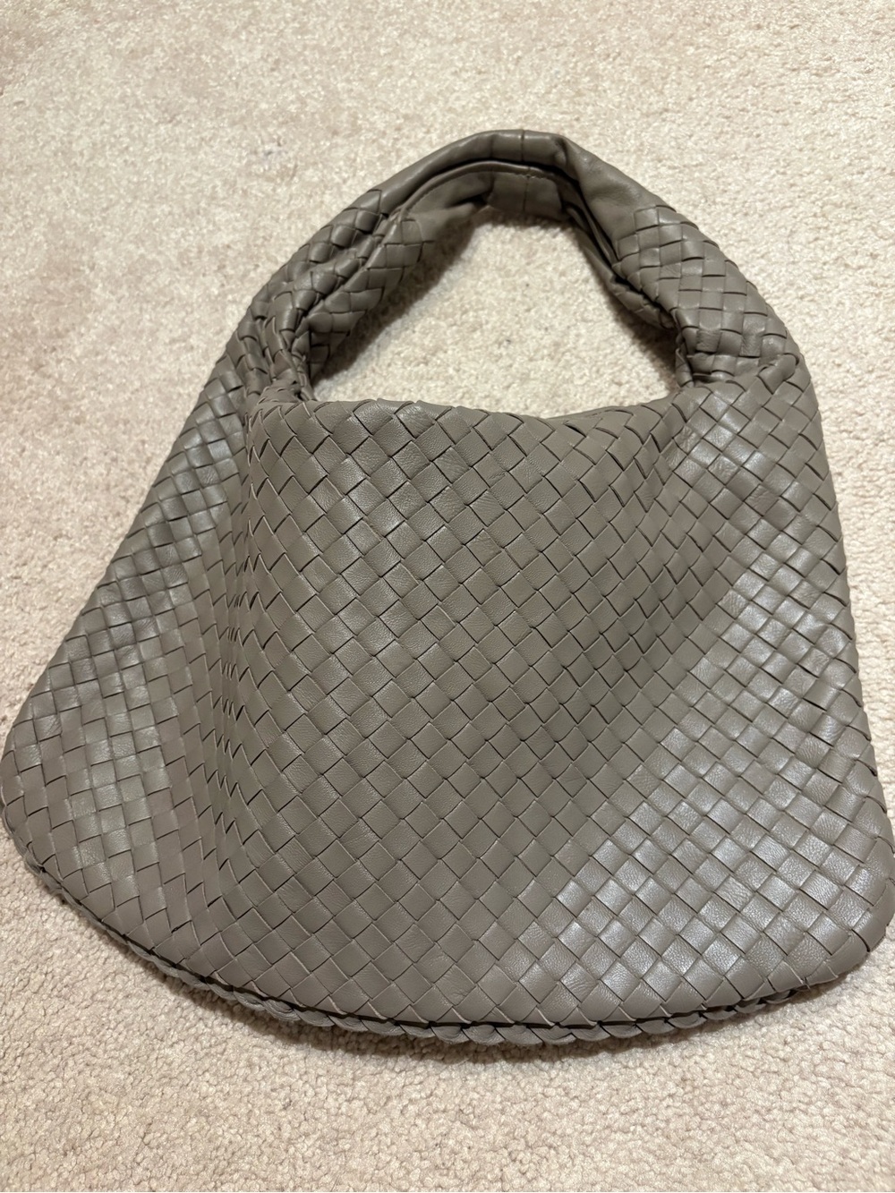 Super soft Napa leather woven top handle bag.   Like a bottega bag. New.